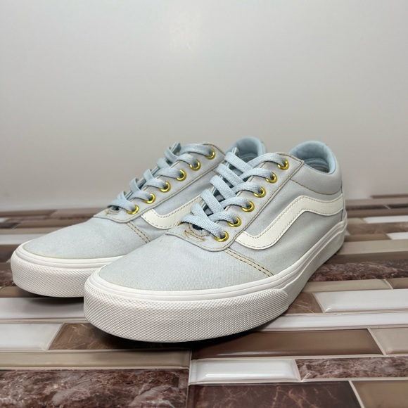 Vans Old Skool Shoe Light Blue with gold eyelet, gold stitching. Women Size 9.5 - Picture 7 of 13